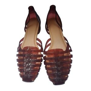 Time and Tru Women Brown Jelly Fisherman Sandals Square Toe Flats Size 11